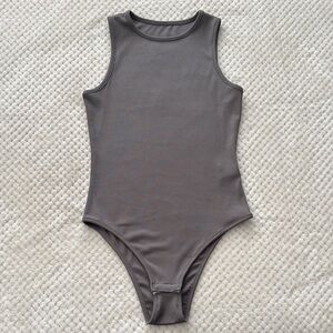 🖤 Vintage-Style Gray Ribbed Bodysuit, Size Small 🖤